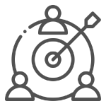 three user icons with an arrow hitting the target in the middle